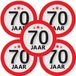 Bellatio Decorations sticker 70 ans - 10x - rond - Dia 9 cm - 70 ans anniversaire - jubilé - décoration âge