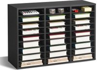 Vevor Houten Literatuur Organizer 27 Compartimenten Verwijderbare Planken MDF Zwart