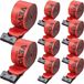 VEVOR Lierriemen – 10 Pakken, 9,1 m x 10 cm, Polyester, 6000 lbs Werklastlimiet, Roestbestendige Platte Haak, Rood