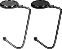 kwmobile 2x crochets de sac pour table - Set de porte-sacs portables - Porte-sacs pour table ou armoire - En ardoise / noir