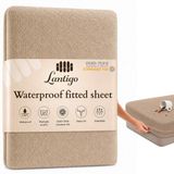 Lantigo Hoeslaken Badstof Waterdicht 200x220 cm Donkerbeige