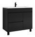 Badplaats Meuble de salle de bain Salzburg 80 cm – Bois noir nervuré – Meuble sur pied avec lavabo