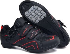 RAMBUX RAMBUX® - Fietsschoenen - MTB Schoenen Heren & Dames - Zwart Rood - Platte Zool - Wielrenschoenen - Klikschoenen - Mountainbike - Racefiets - Maat 41