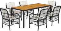 vidaXL 7-delige Tuinset met Kussens Poly Rattan Zwart