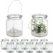 Merkloos windlicht lantaarn - set van 12 - glas - met hengsel - binnen - buiten