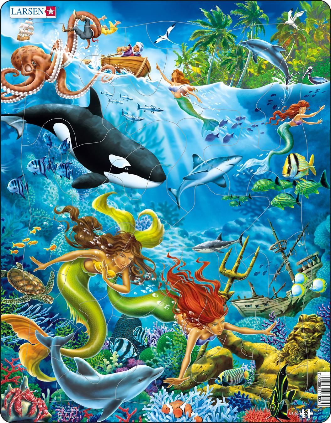 Larsen Maxi De zeemeerminnen 32 stukjes Puzzel - 3+ jaar