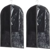 Jja Showroom And Head Office Set van 2x stuks kleding/beschermhoezen pp zwart 100 cm - Kledingzak