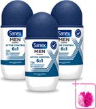Sanex Men Deo Roll-on Active Control 53ml (3 Stuks)