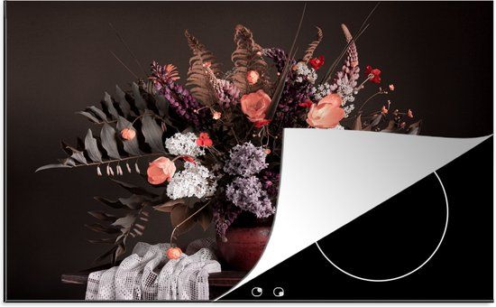 KitchenYeah® Inductie beschermer 77x51 cm - Stilleven - Boeket - Kleuren - Inductie kookplaat accessoire