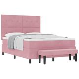 vidaXL Boxspringbed met kussens Roze 200 x 140 cm Fluweel