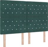 vidaXL LED Box Spring Bed with Mattress, Dark Green, 140 x 190 cm, Velvet