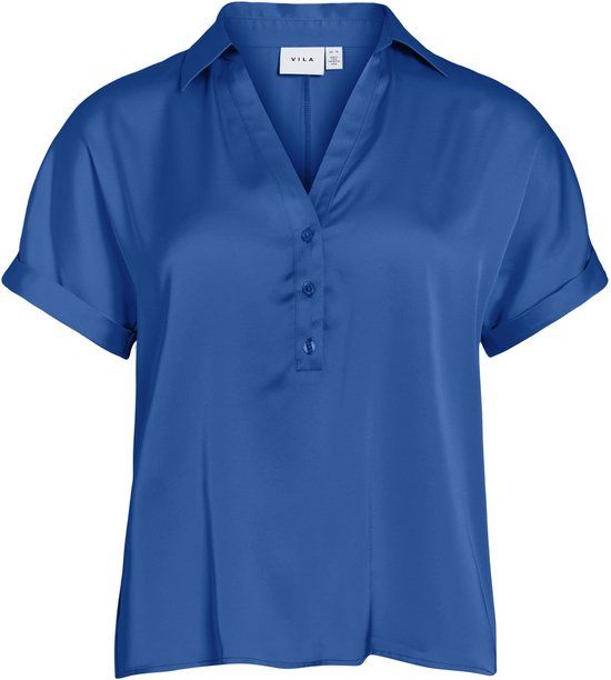 VILA VIENNA RAVENNA S/S TOP - NOOS - Dames - Blouses - Victoria Blue - 44