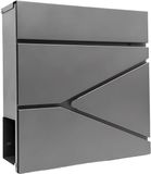 Merkloos Relaxdays Brievenbus met slot - 37x37x11 cm - krantenvak - metaal - antraciet