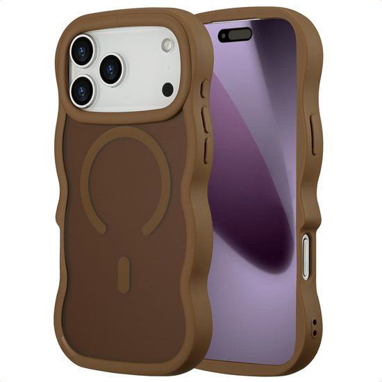 Selencia Wavy Case - Golvend Hoesje geschikt voor Apple iPhone 17 Pro Max - Mocha Brown