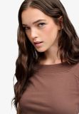 Superdry Athletic Essentials Off Shoulder Top Slanke Pasvorm Dames T-shirt Chestnut Brown Maat 10