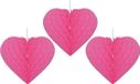 Shoppartners Bv Décoration cœur - 3x - fuchsia rose - papier - 15 x 18 cm - décoration suspendue - Cœur