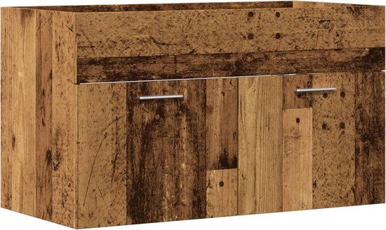 vidaXL Wastafelkast 90x38,5x46 cm bewerkt hout oud houtkleurig