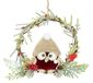 Versierde Rotan Krans met Uil en Kerstdecoratie