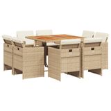 vidaXL 9-delige Tuinset met kussens, polyrattan, beige