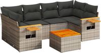 vidaXL 7-delige loungeset met kussens, polyrattan, grijs