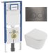 Geberit QeramiQ Dely Toiletset - 36.3x51.7cm - Diepspoel - Rimless - Geberit UP720 Inbouwreservoir - Softclose Toilet Zitting - 35mm - Gunmetal Bedieningsplaat - Ronde Knoppen - Mat Wit