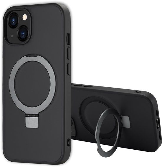 Accezz Ring Stand Backcover met MagSafe voor de Apple iPhone 14 - Zwart