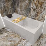 Badland SHEA ligbad 150 x 70 cm wit met hoofdsteun met bamboe badplank