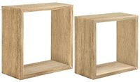 Homemania Q-BIS Wandrek voor woonkamer, slaapkamer, kantoor, MDF, ruw eiken 35 x 35 x 15,5/31 x 31 x 15,5 cm