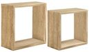 Homemania Q-BIS Wandrek voor woonkamer, slaapkamer, kantoor, MDF, ruw eiken 35 x 35 x 15,5/31 x 31 x 15,5 cm
