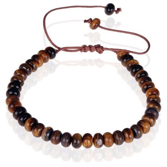 TJ Tom Jaxon Tom Jaxon kralen armband Tijgeroog Natuursteen Verstelbaar Bruin
