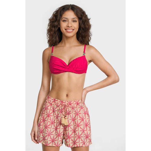 BEACHWAVE crinkle strandshort geel/roze