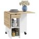 Pangivo Table à manger pliable extensible 2 à 4 personnes avec rangement et roulettes chêne 120 cm