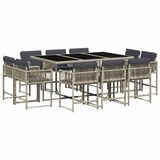 vidaXL 11-delige Tuinset met Kussens, Polyrattan, Lichtgrijs