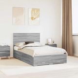 vidaXL Bedframe Grijs Sonoma 120 x 200 cm Bewerkt hout