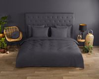 Good Morning dekbedovertrek effen kleur - 2 persoons 200x200/220 cm - Antraciet - 100% Katoen renforcé