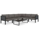 vidaXL 7-delige loungeset met kussens, polyrattan, antraciet