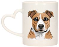 Bellatio Decorations Cadeau mok voor honden liefhebbers - Stafordshire Bull terrier - hartje - Cartoon