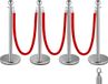 Bol 4 stuks paal intrekbaar argent avec dessus rond, pour la création de files d'attente et la régulation de la foule, incluant 1,5 mètre de cordon de velours rouge
