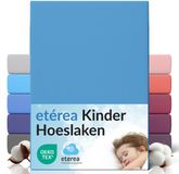 etérea Jersey Hoeslaken 80x160 - 80x180 cm Oekotex Made in Green - 100% katoen - Lichtblauw