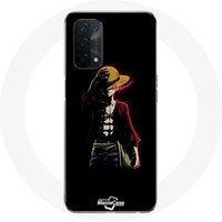 Maniacase Etui voor Oppo A74 5G One Piece Manga Anime Luffy Zwarte achtergrond
