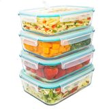 Sans marque Lot de 4 Récipient alimentaire en verre 1500 ml