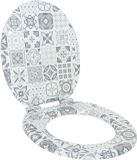 vidaXL Toiletbril Blauw en Wit Bewerkt Hout 44 x 38 cm