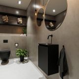 MONDIAZ TURE Lavabo - 40x23x50cm - 0 trous de robinet - 1 porte - mat urbain - Lavabo central - Solid Surface Noir FK75341390