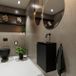 MONDIAZ TURE Fonteinset - 40x23x50cm - 0 kraangaten - 1 deur - urban mat - Wasbak midden - Solid Surface Zwart FK75341390