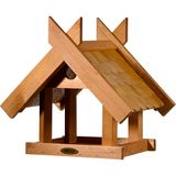 dobar® Green Label Groot vogelhuisje, bladerval voor staande montage, voederstation voor wilde vogels, voederplaats voor wilde vogels, 36 x 28,5 x 33,5 cm, bruin