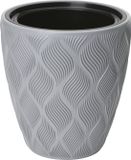 Form Plastic Plantenpot/bloempot Flow - kunststof - platinum grijs - D40 x H42 cm - met binnenpot - rond