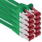 Netwerkkabel 1aTTack.de - 10x 1m CAT6 Patchkabels S/FTP PIMF Afgeschermde CAT.6 RJ45 Netwerkkabel Ethernetkabel DSL LAN Router Switch Modem Patchpaneel - Groen - 10 stuks