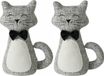 Boltze Deurstopper gewicht - 2x - dieren thema Katje - 1 kilo - grijs - 28 x 11 cm