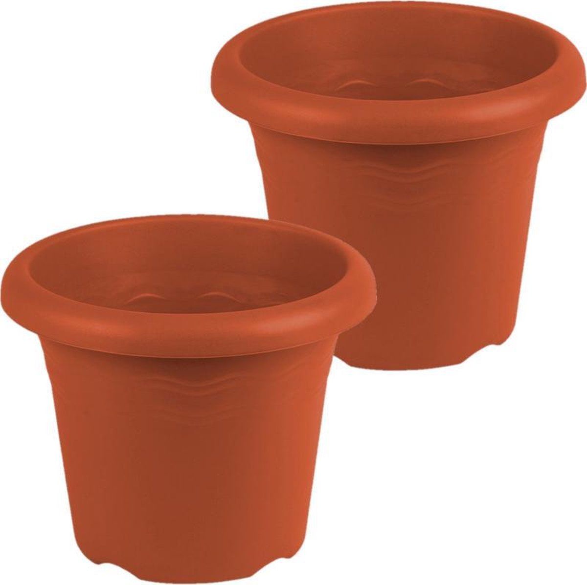 Hega hogar 4x stuks terra cotta ronde plantenpot/bloempot kunststof diameter 30 cm en hoogte 23.5 cm - Plantenbakken/bloembakken voor buiten