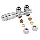 Robinet de radiateur thermostatique d'équerre 3/4'' mâle chromé et adaptateurs multicouche 16mm